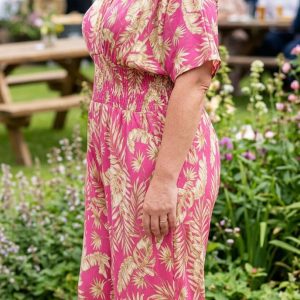 Leaf Print Stretch Jumpsuit