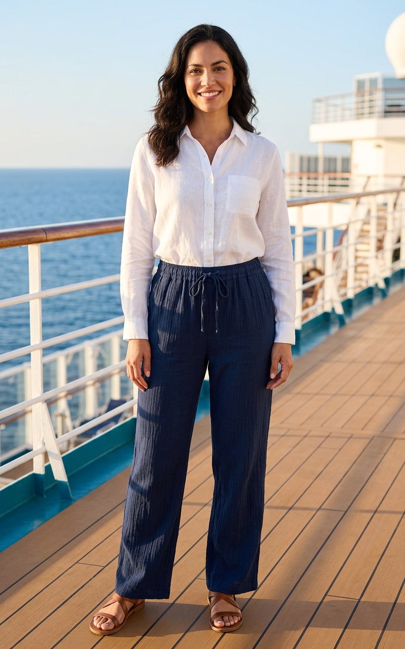 Wide Leg Italian Cotton Pocket Trouser - Image 3