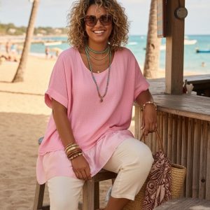 Curve Satin Trim Top