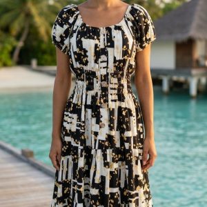 Black and White Bardot Dress